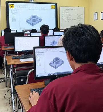 Praktik 3D objek di Lab Animasi SMK Bina Informatika